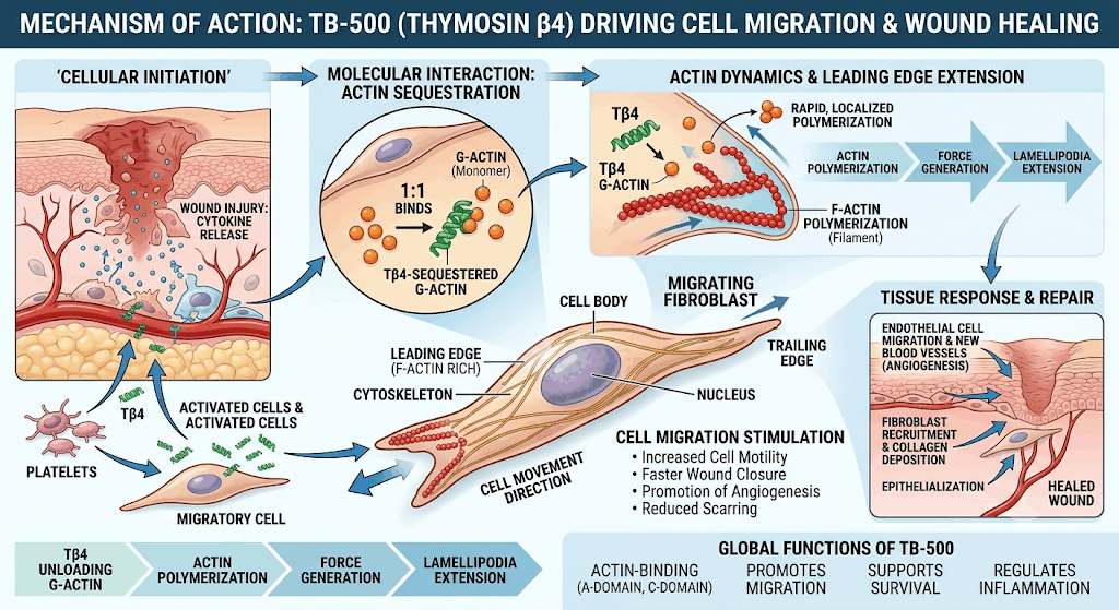 The Biochemical Engine of Tissue Repair: How TB-500 (Thymosin β4) Drives Actin Polymerization and Cell Migration